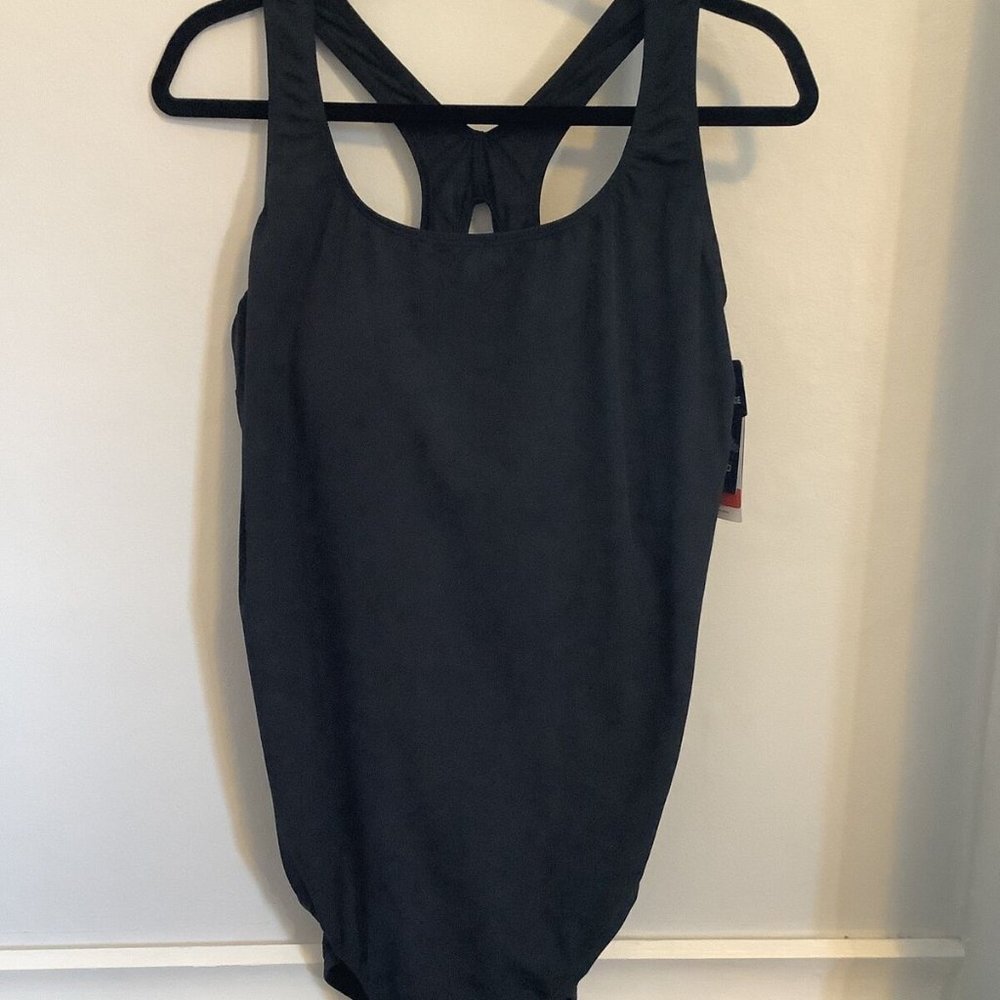 NWT Speedo Bio Endurance One Piece Swimsuit SPF 50 Moderate Cut Black Size 22 5F